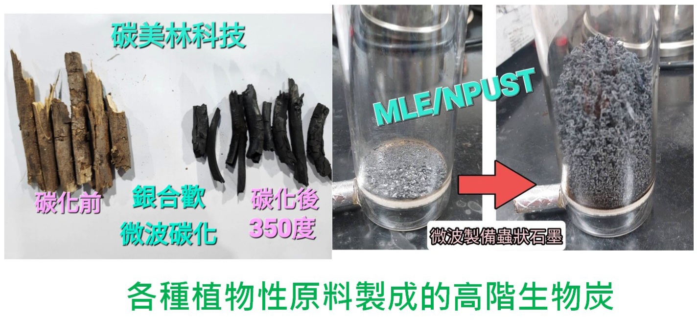 各種植物性原料製成的高階生物炭